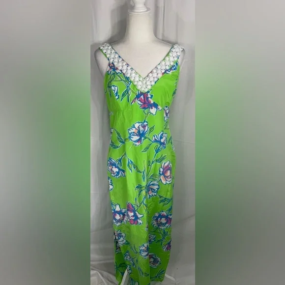 Lilly Pulitzer Green Floral Maxi Dress Size 6 - Picture 2 of 11